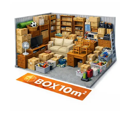 Box de stockage 10 m³ : volume confortable pour déménagement et stockage longue durée